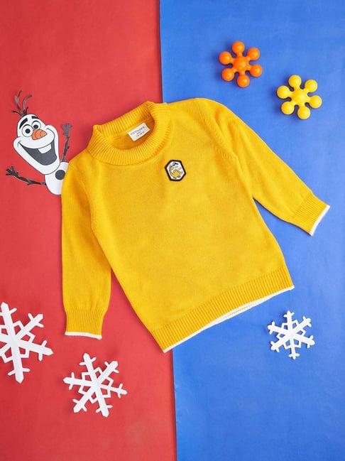 pantaloons baby kids yellow cotton embroidered full sleeves sweater