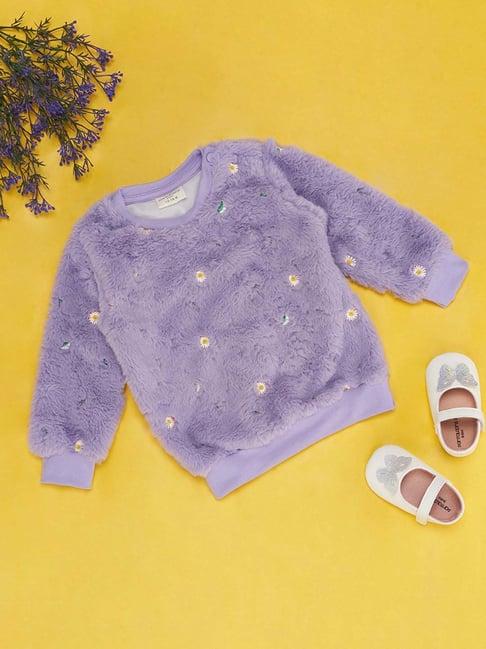 pantaloons baby lavender cotton floral print full sleeves sweatshirt