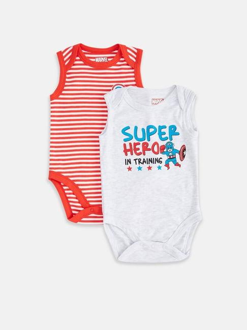 pantaloons baby red & white printed bodysuit (pack of 2)