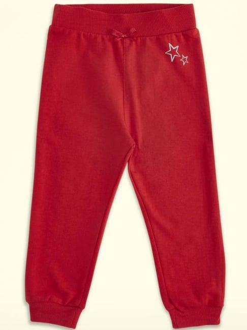 pantaloons baby red cotton regular fit trackpants