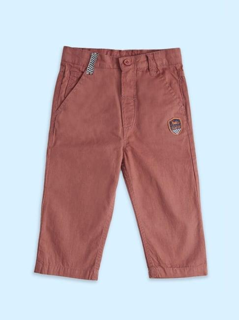 pantaloons baby red cotton regular fit trousers