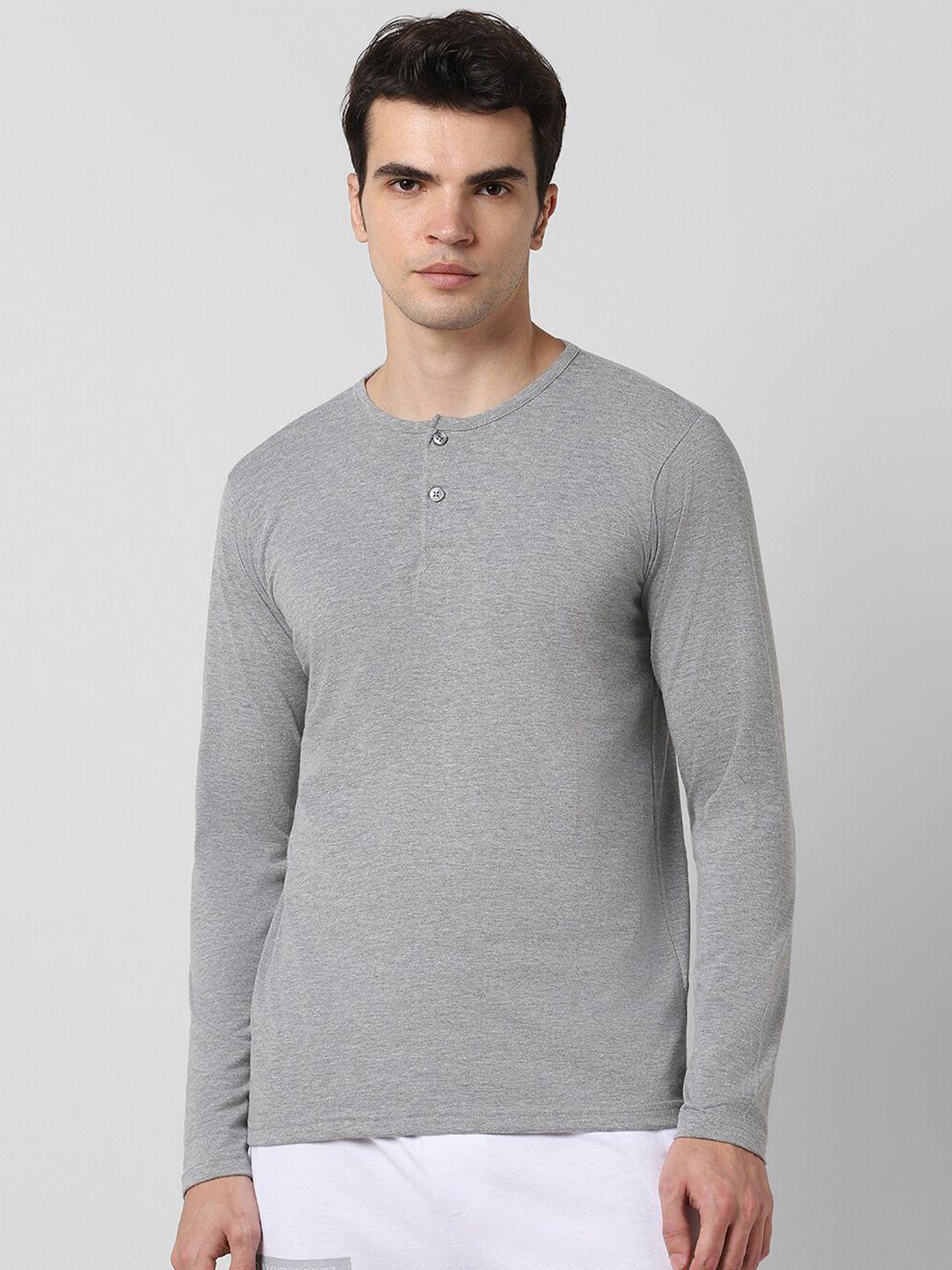 pantaloons henley neck long sleeve pure cotton regular t-shirt