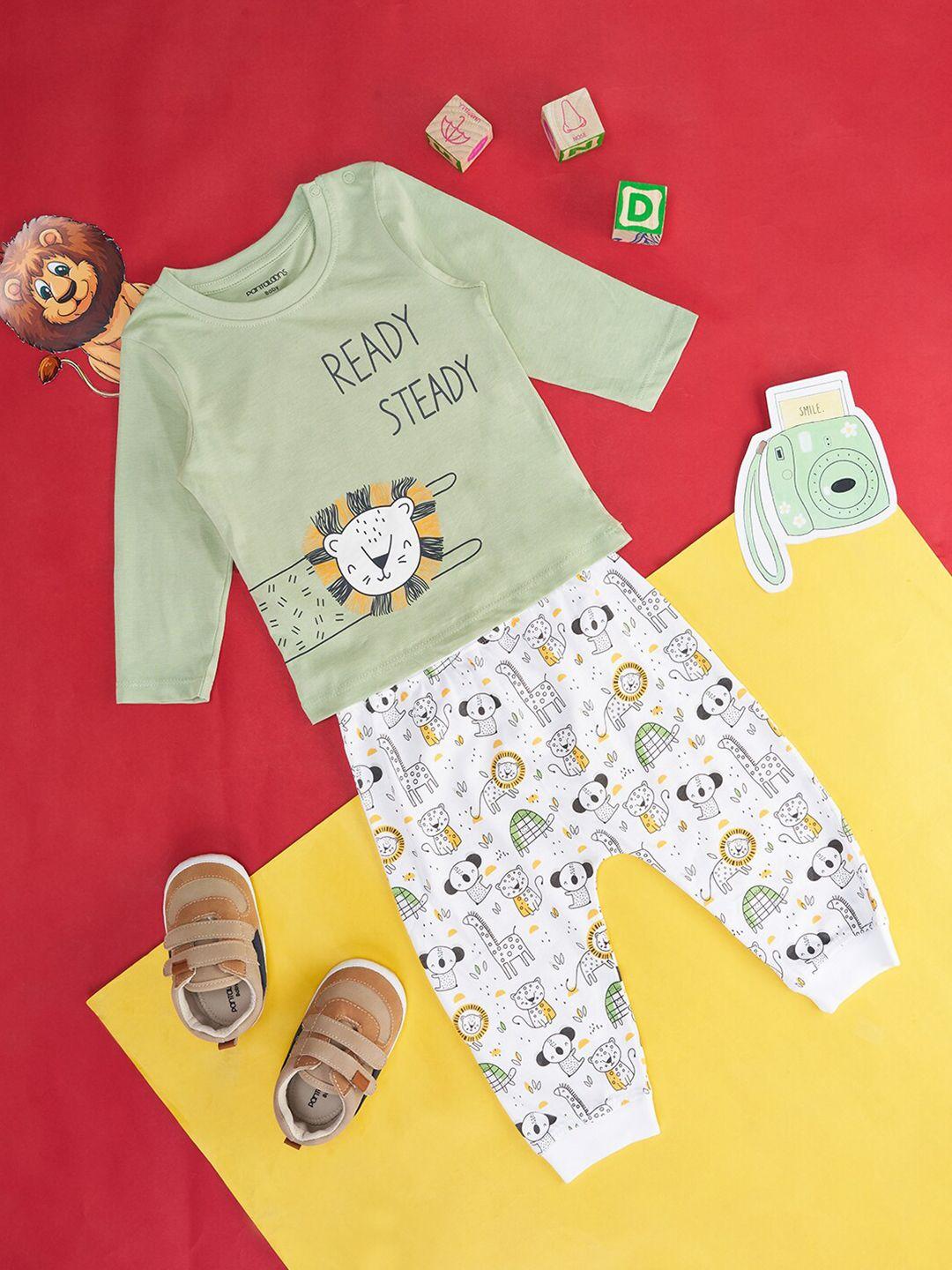 pantaloons infant boys printed t-shirt with pyjamas