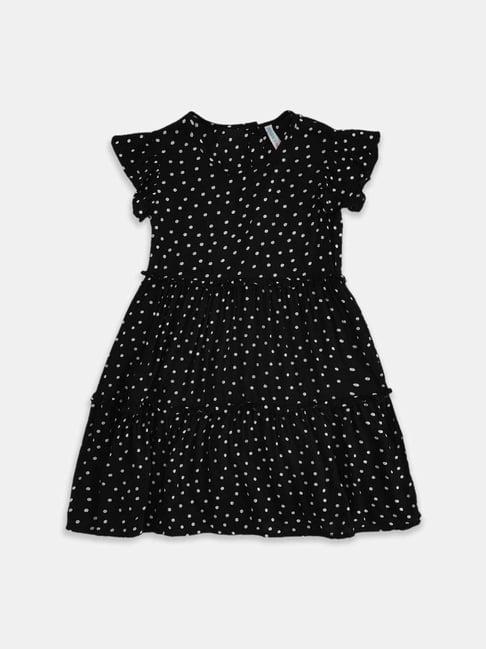 pantaloons junior black cotton printed dress