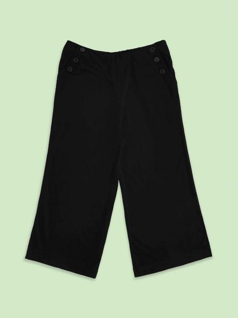 pantaloons junior black cotton regular fit palazzo