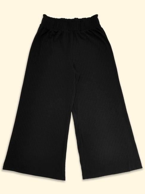 pantaloons junior black cotton regular fit trousers