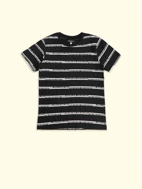 pantaloons junior black cotton striped t-shirt