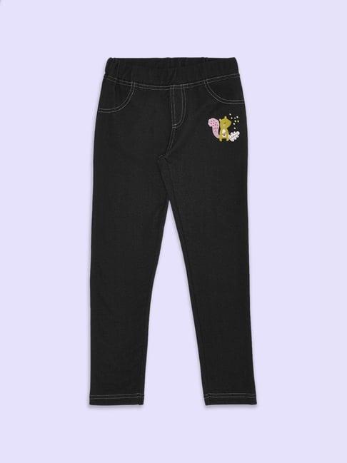 pantaloons junior black printed jeggings