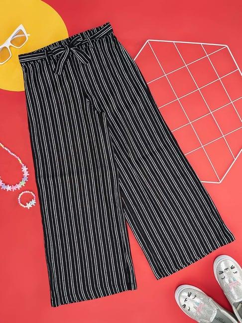 pantaloons junior black striped palazzo