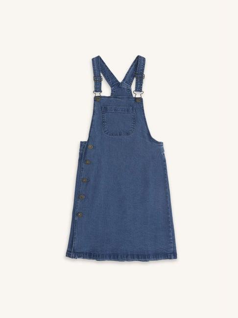 pantaloons junior blue cotton regular fit dress