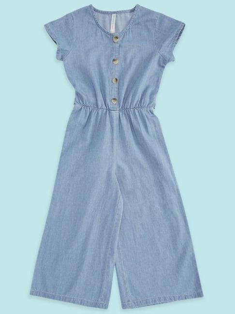 pantaloons junior blue cotton regular fit jumpsuit