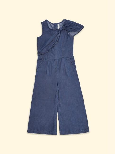 pantaloons junior blue cotton regular fit jumpsuit