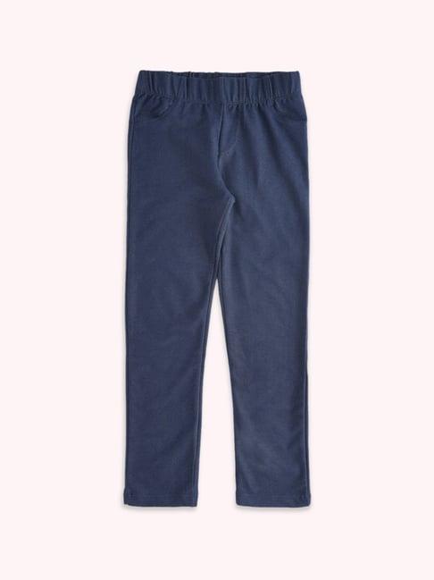 pantaloons junior blue cotton regular fit trackpants