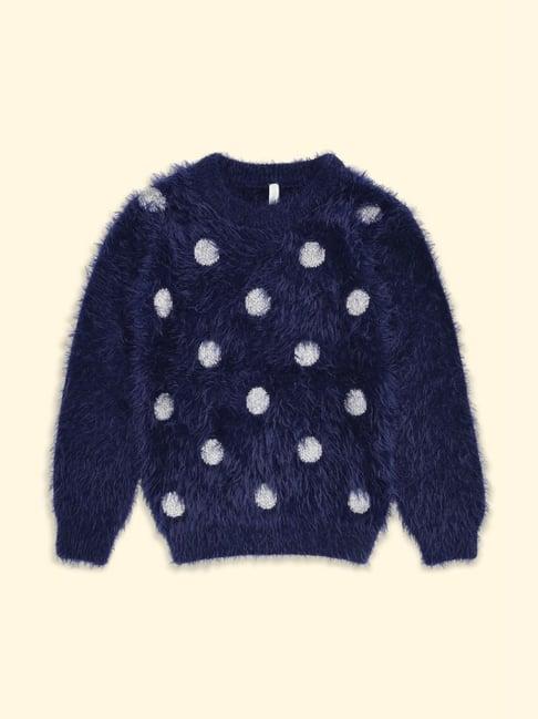 pantaloons junior blue embroidered full sleeves sweater