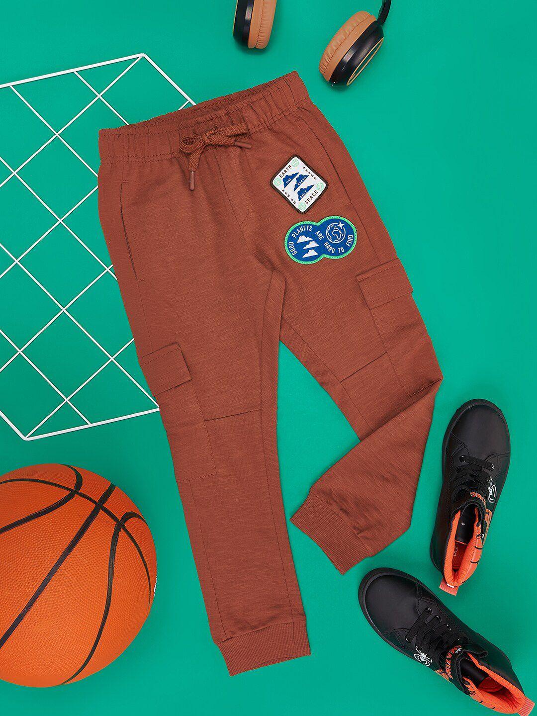 pantaloons junior boys applique-detail pure cotton joggers