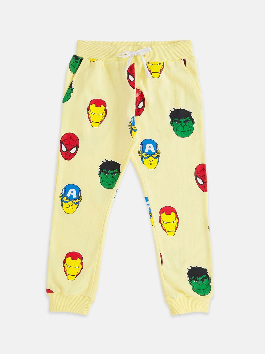 pantaloons junior boys avenger graphic printed cotton joggers