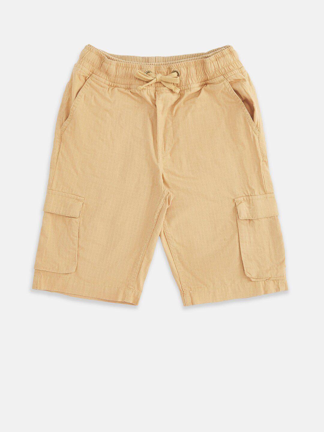 pantaloons junior boys beige cotton lounge shorts
