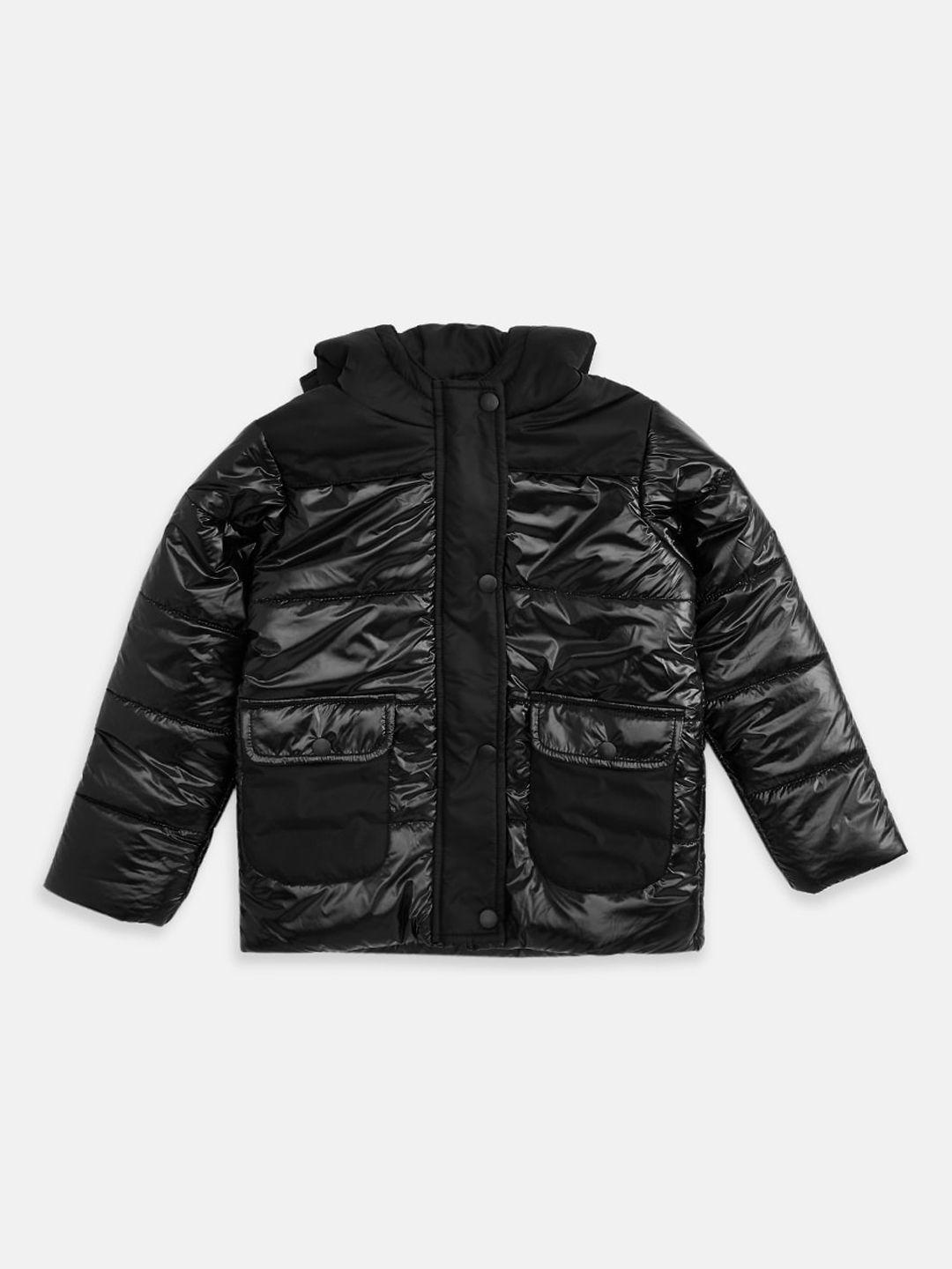 pantaloons junior boys black puffer jacket