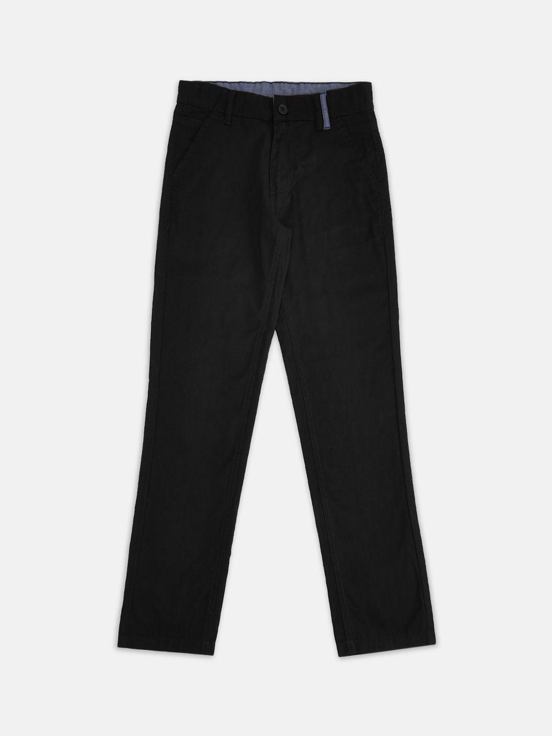 pantaloons junior boys black solid cotton chinos trouser