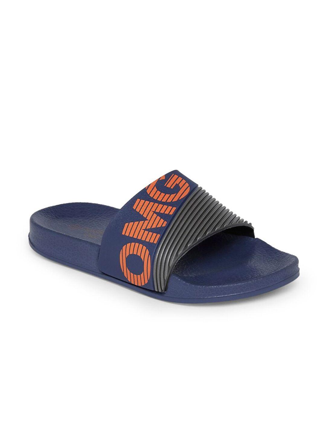 pantaloons junior boys blue & orange printed sliders