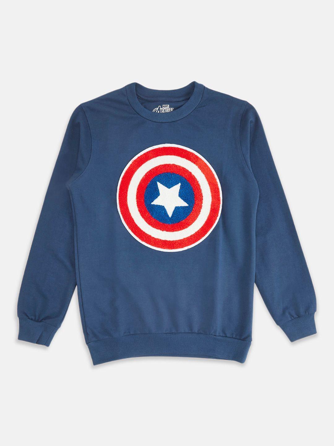 pantaloons junior boys captain america shield printed sweatshirt