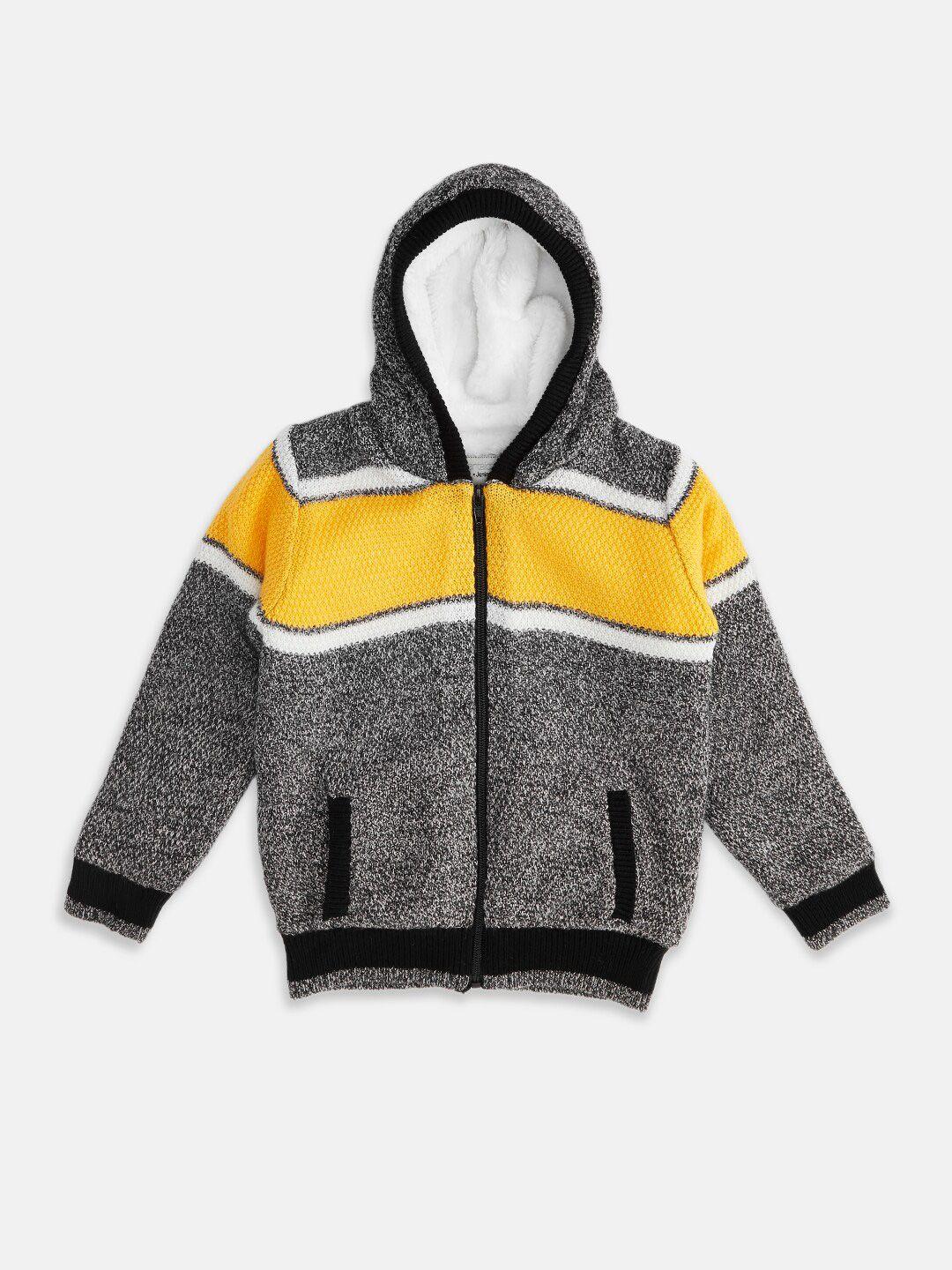 pantaloons junior boys colourblocked hooded cardigan