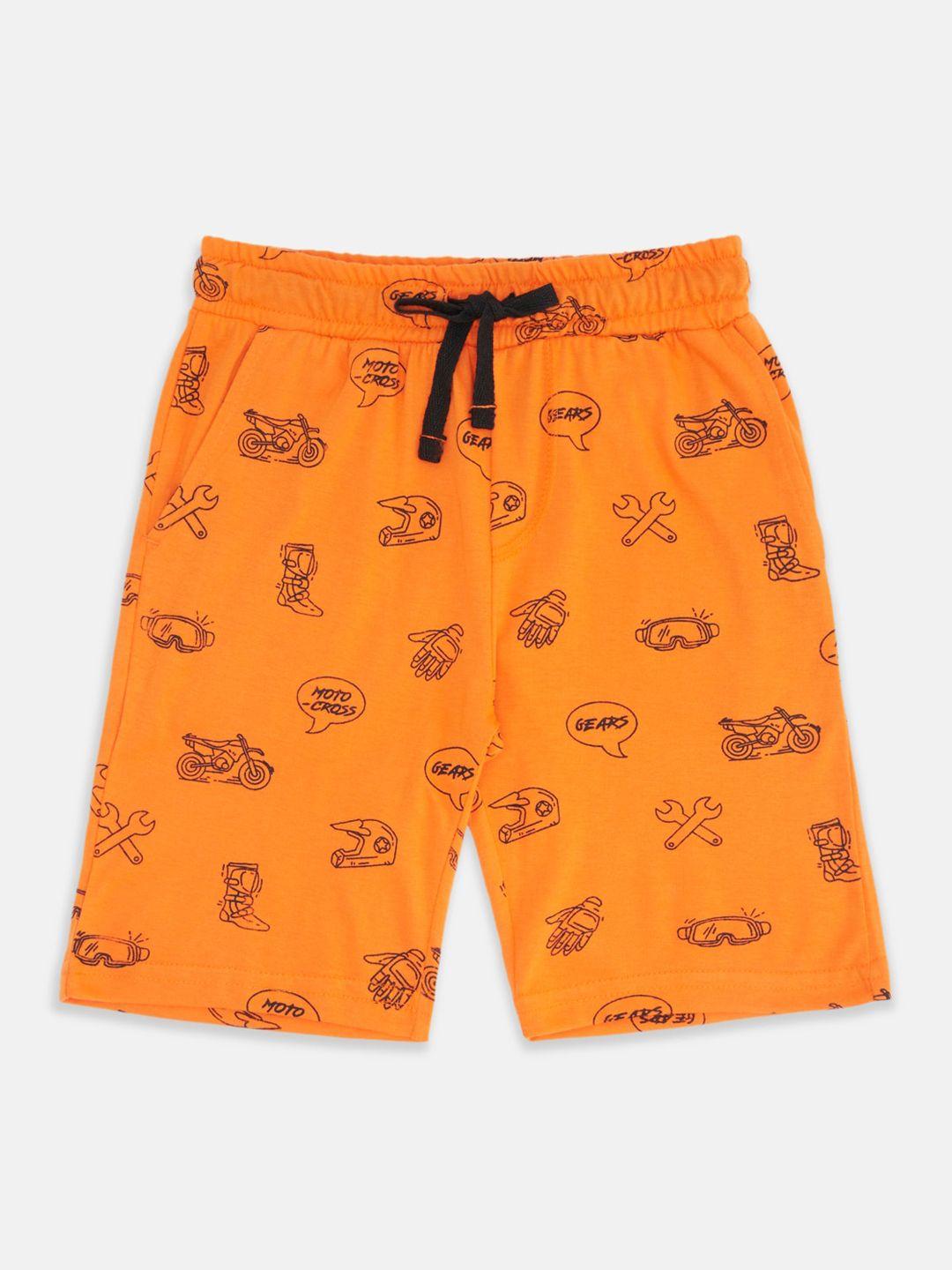 pantaloons junior boys conversational printed cotton regular fit shorts