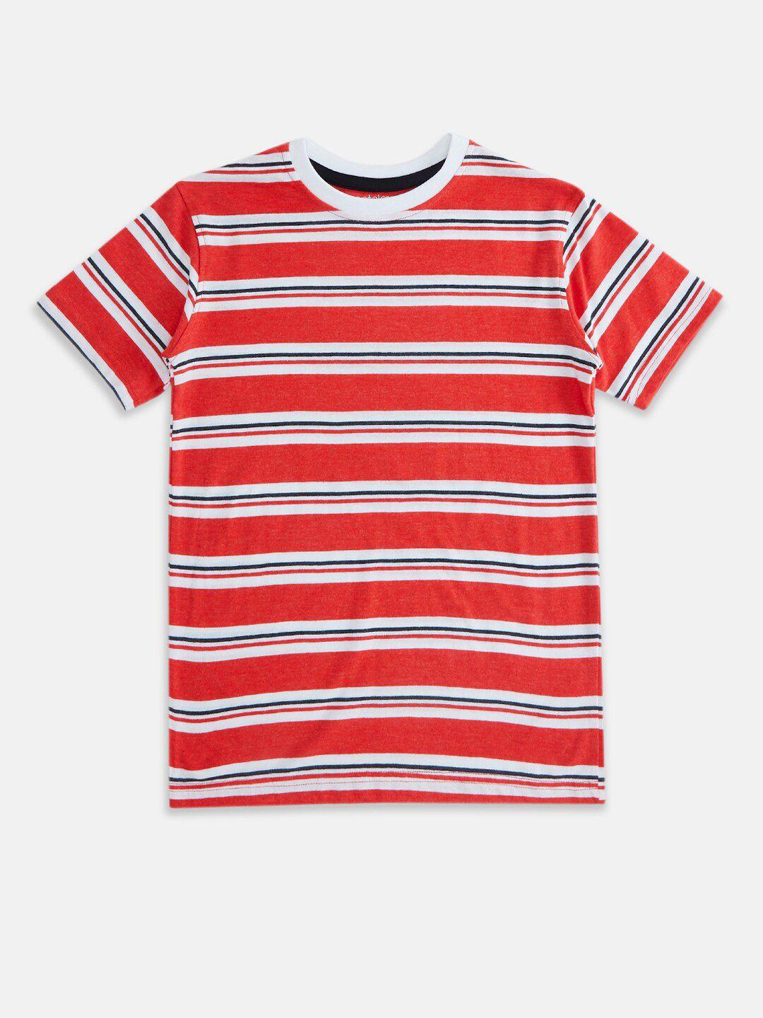 pantaloons junior boys coral striped t-shirt