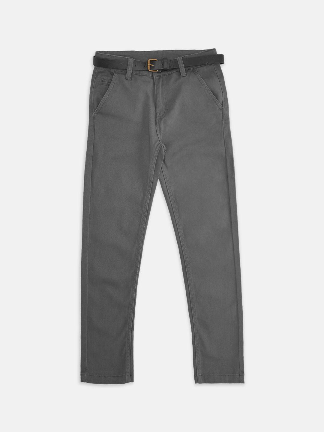 pantaloons junior boys grey cotton chinos trousers
