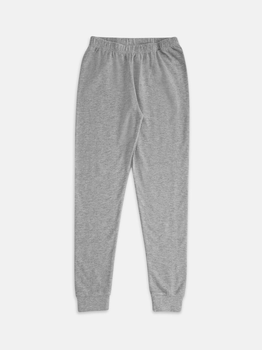 pantaloons junior boys grey melange solid thermal bottom