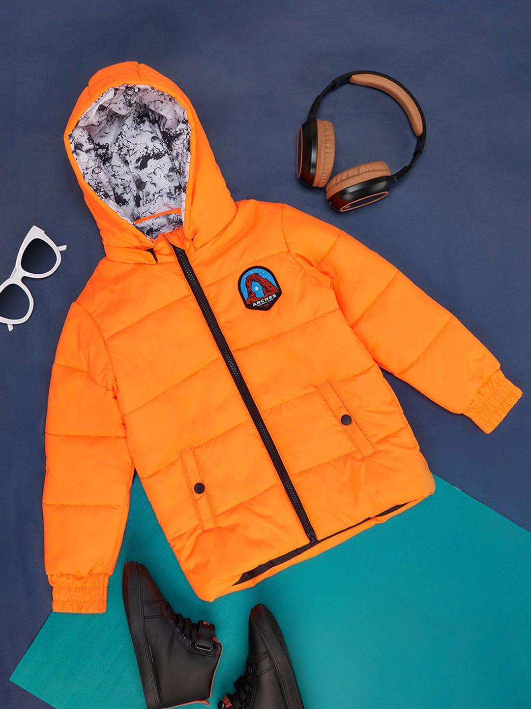 pantaloons junior boys hooded puffer jacket