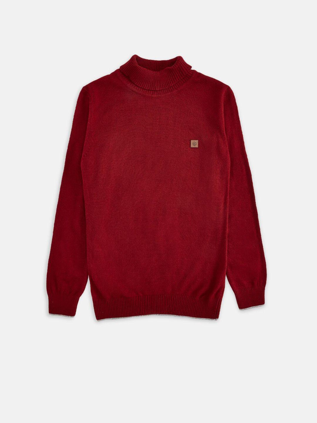 pantaloons junior boys maroon solid acrylic pullover