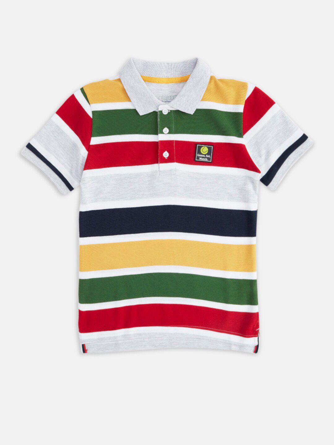 pantaloons junior boys multicoloured striped polo collar t-shirt