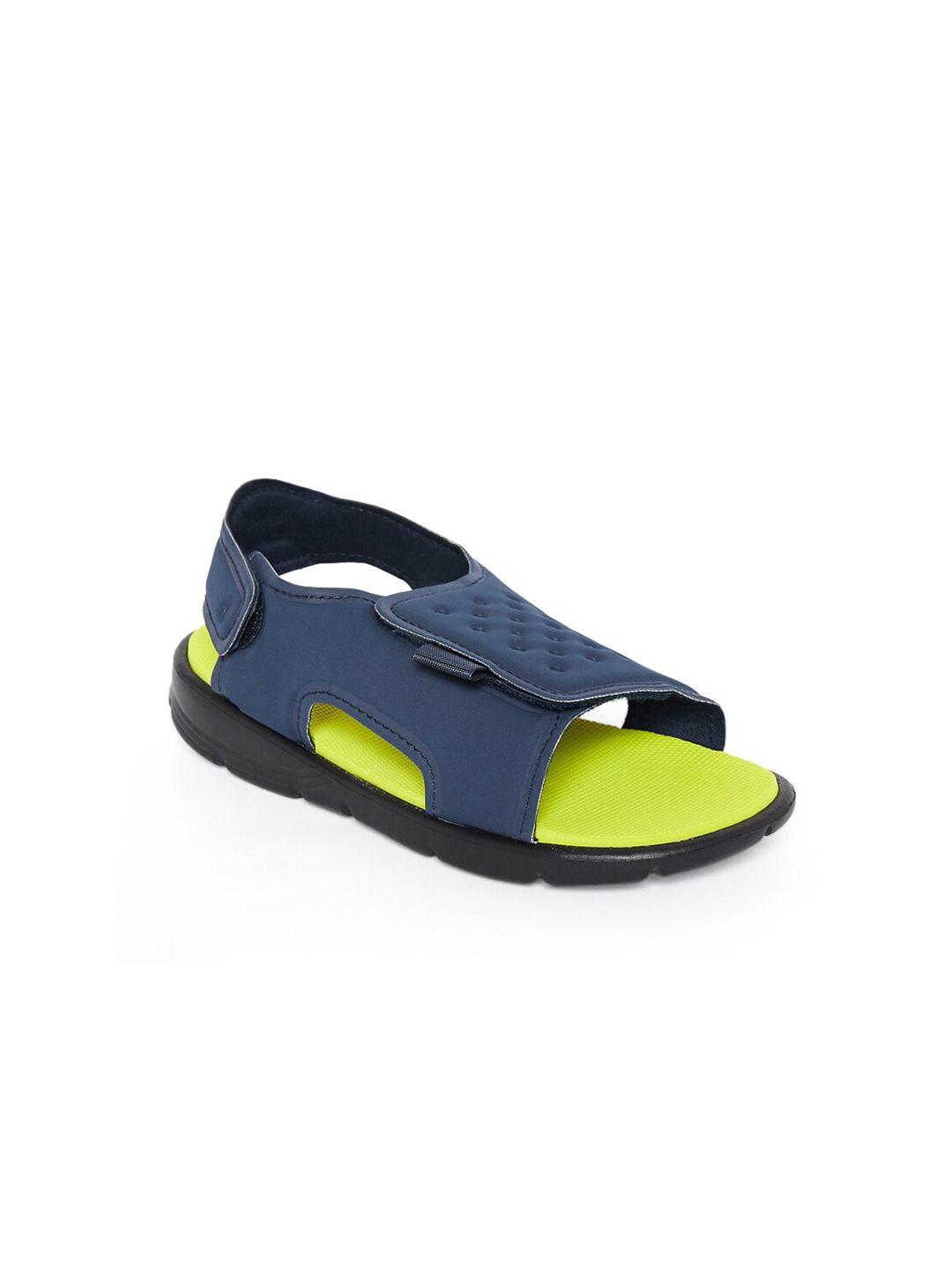 pantaloons junior boys navy blue & lime green canvas comfort sandals