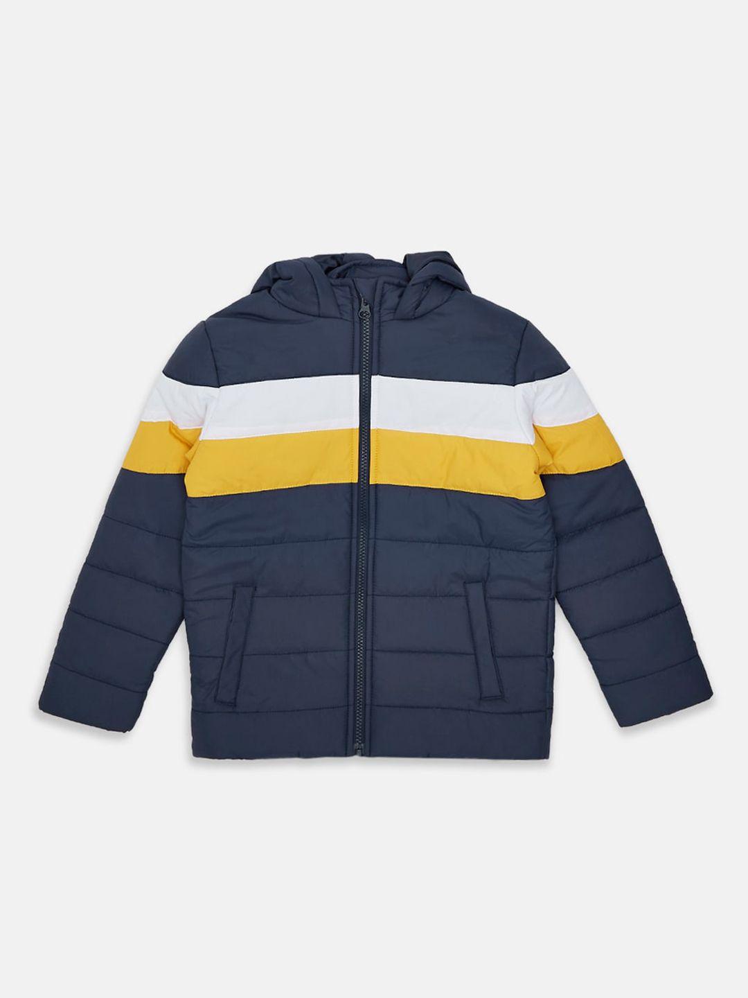 pantaloons junior boys navy blue colourblocked  puffer jacket