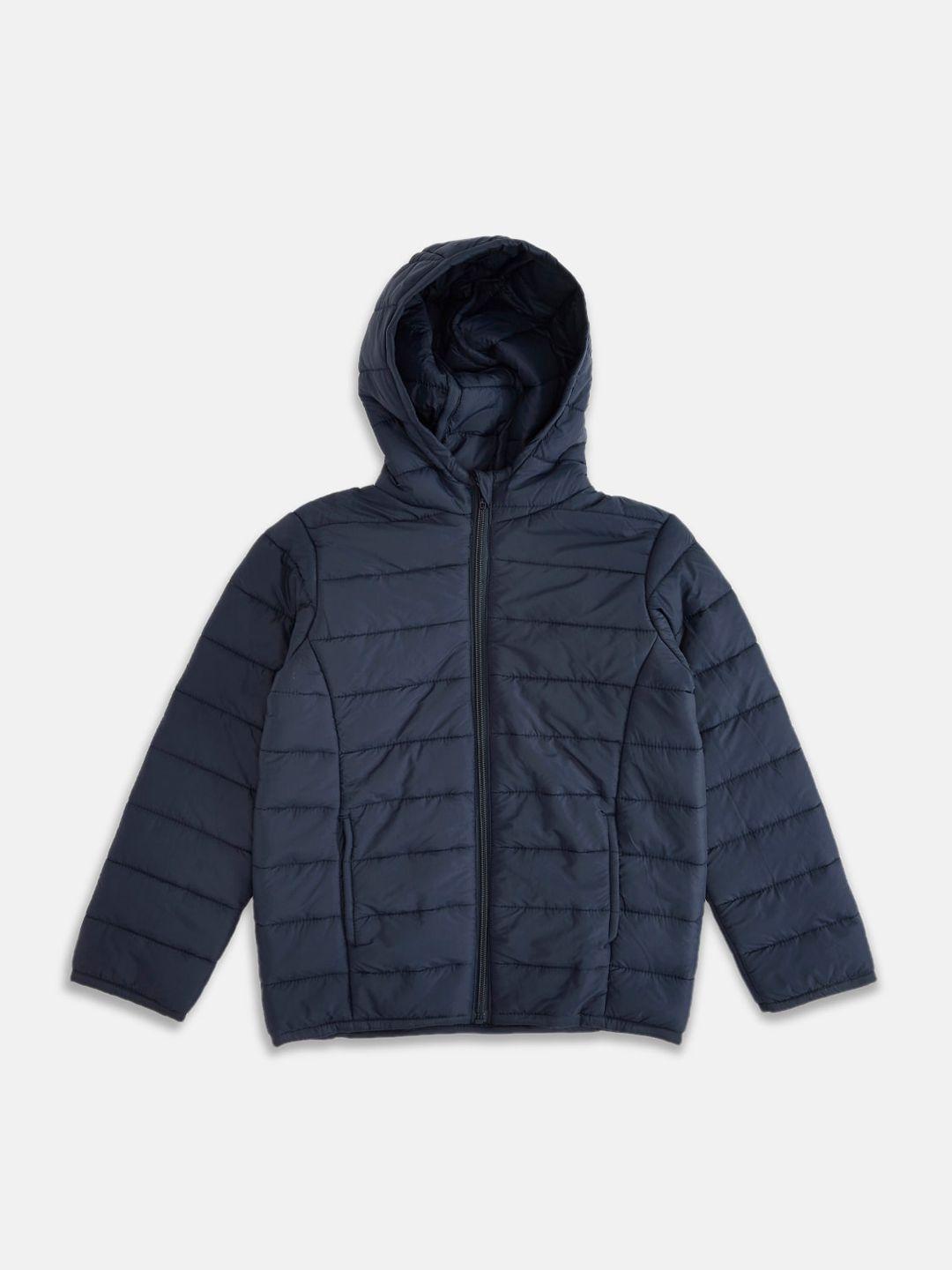 pantaloons junior boys navy blue solid padded jacket