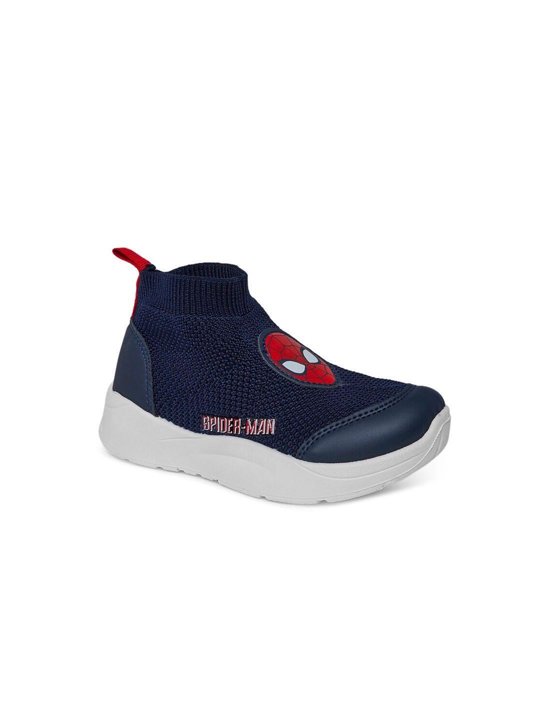 pantaloons junior boys navy blue woven design pu slip-on sneakers