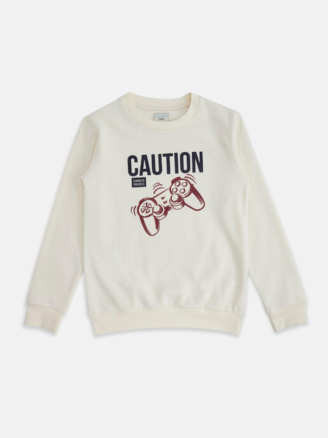 pantaloons junior boys off white typography printed pullover