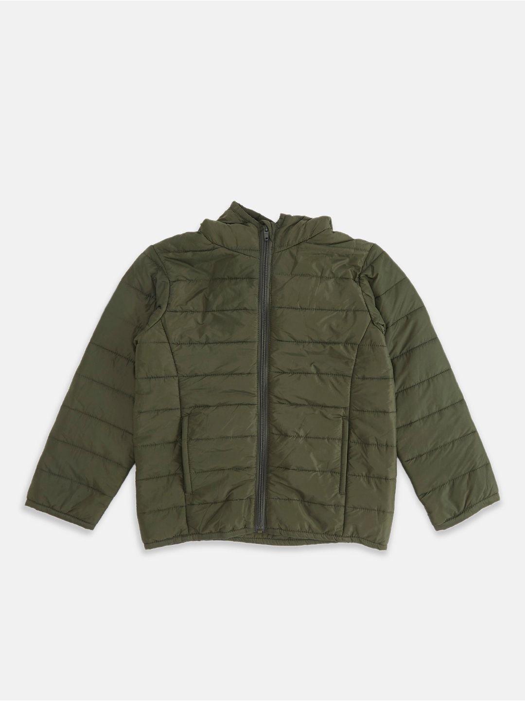 pantaloons junior boys olive green puffer jacket