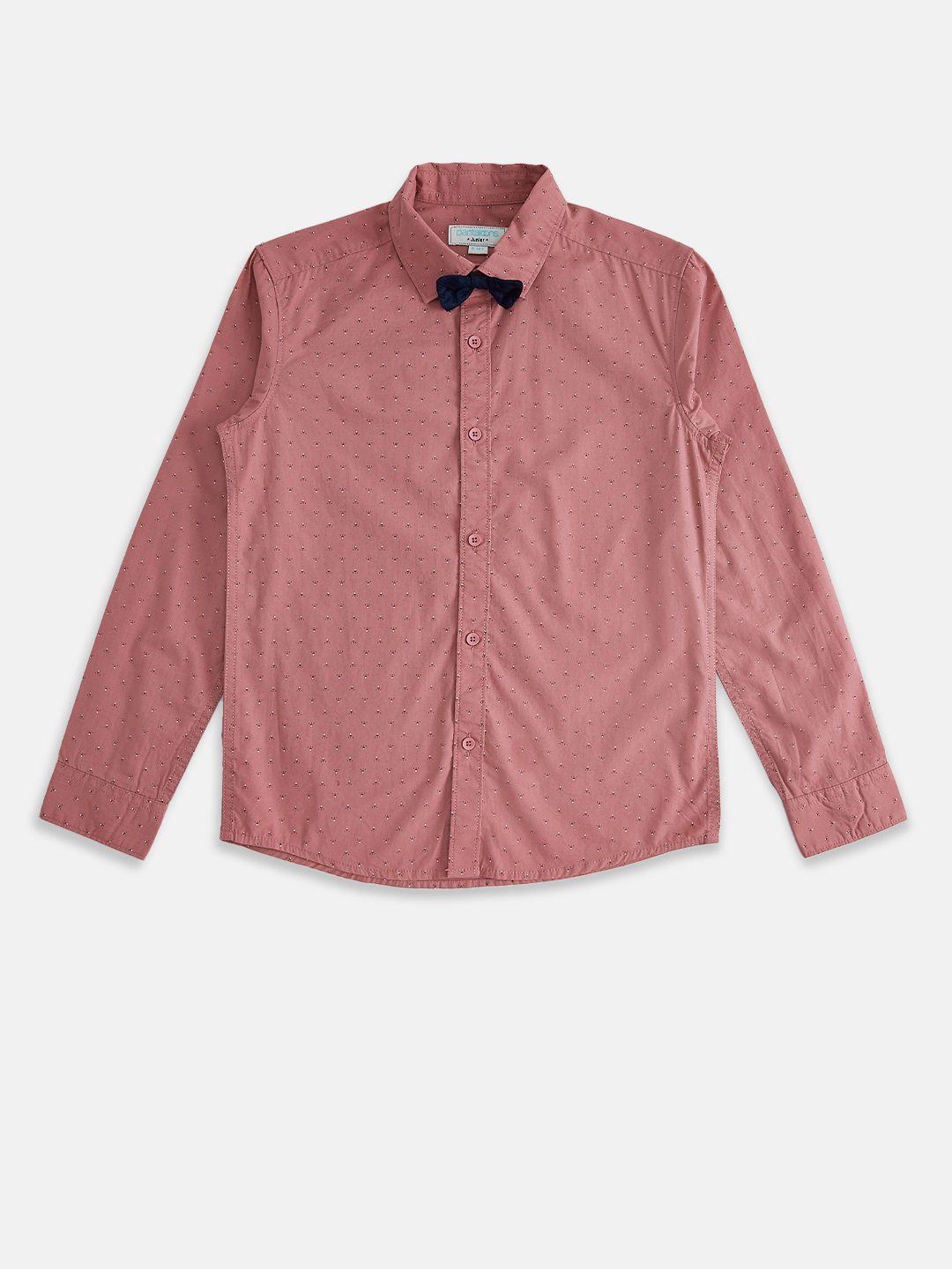 pantaloons junior boys pink printed party shirt