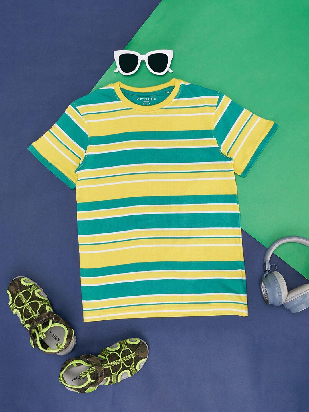 pantaloons junior boys striped cotton t-shirt