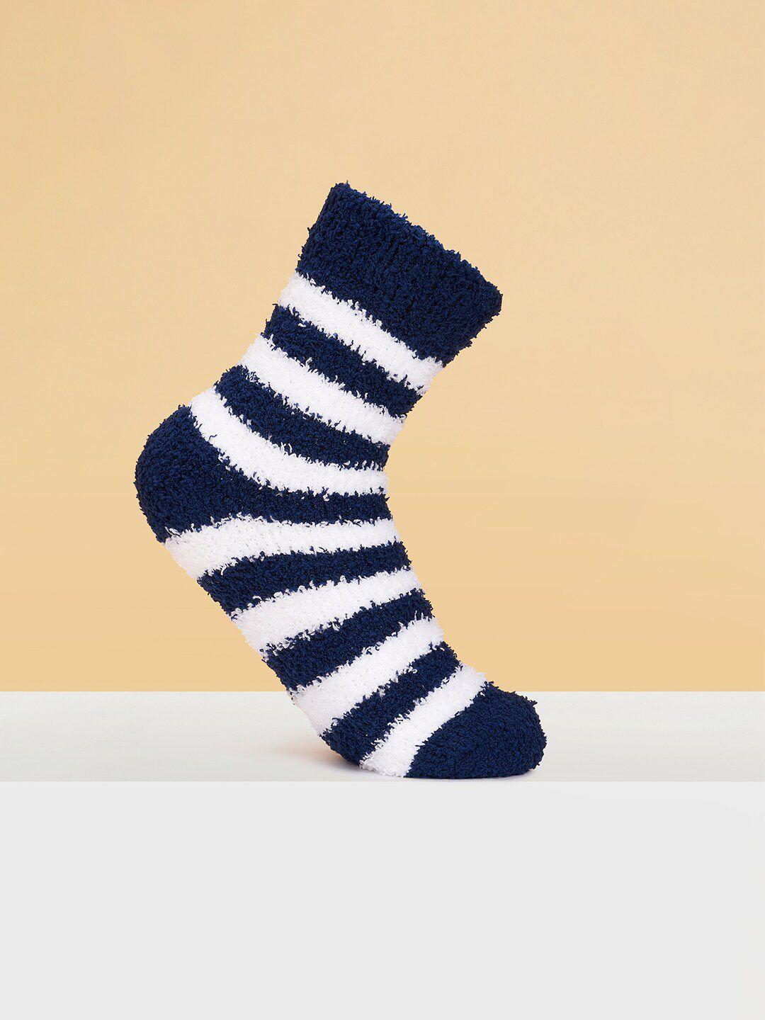 pantaloons junior boys striped fuzzy calf-length socks