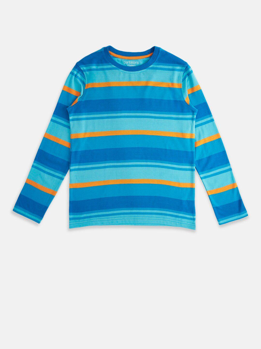 pantaloons junior boys striped long sleeves cotton t-shirt