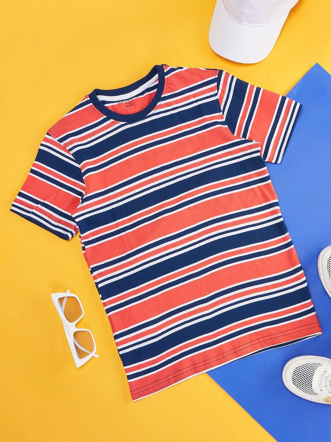 pantaloons junior boys striped round neck cotton t-shirt