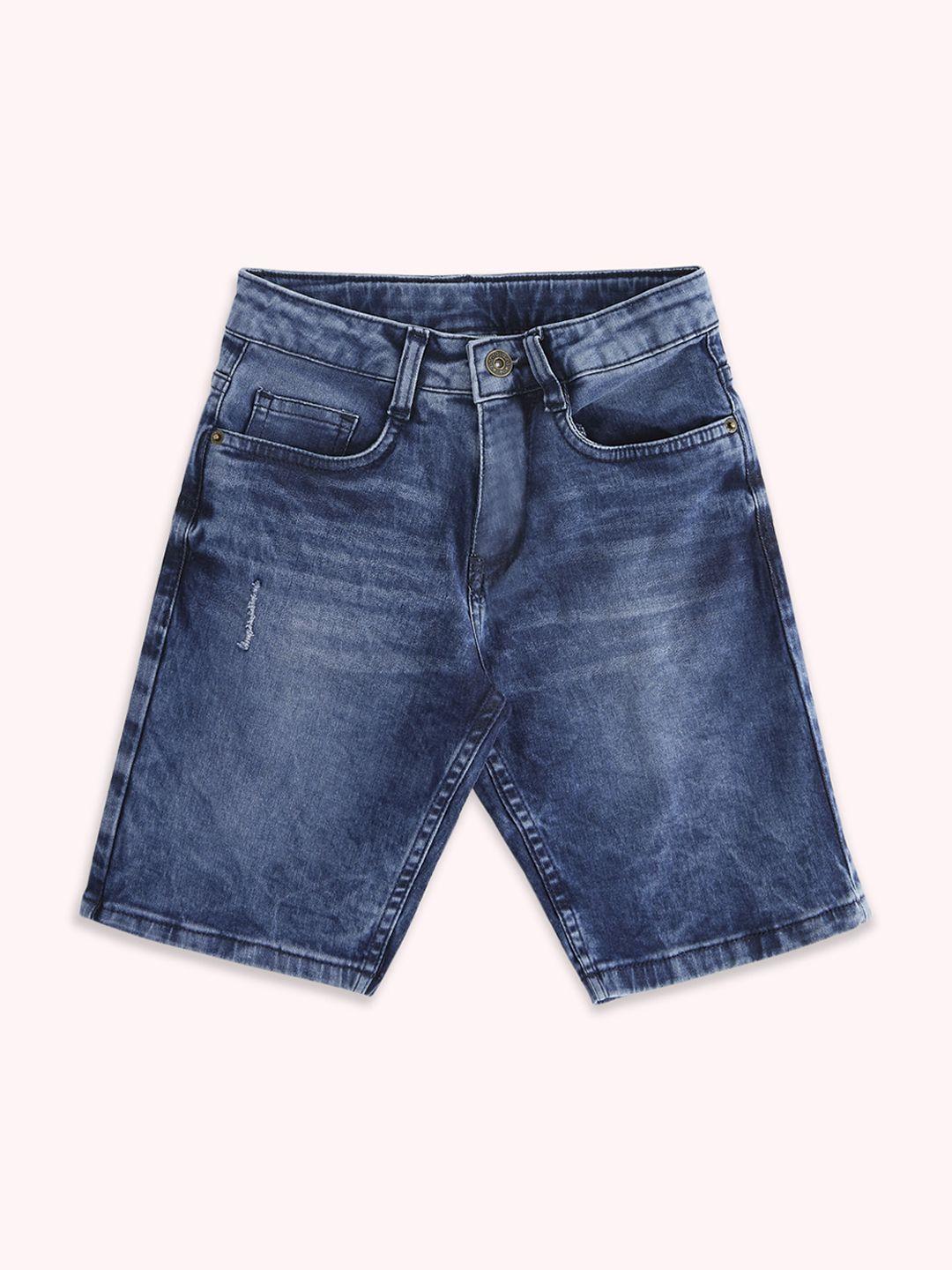 pantaloons junior boys washed cotton regular fit denim shorts