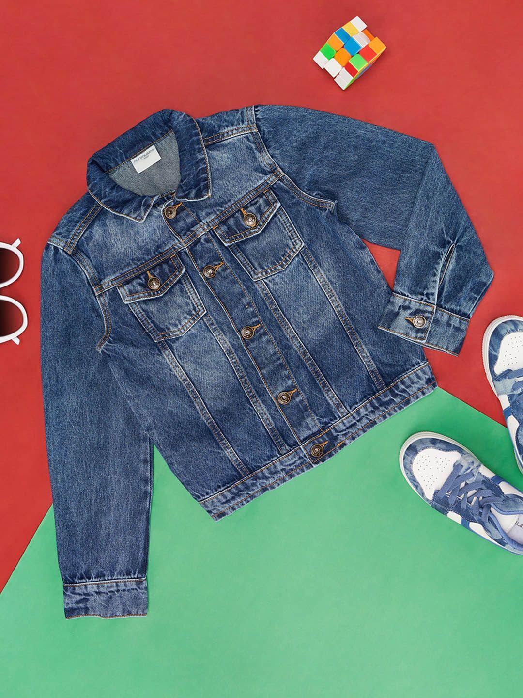 pantaloons junior boys washed denim jacket