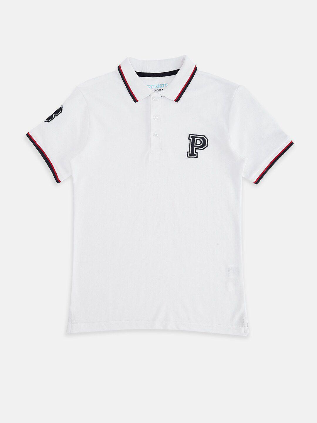 pantaloons junior boys white polo collar t-shirt