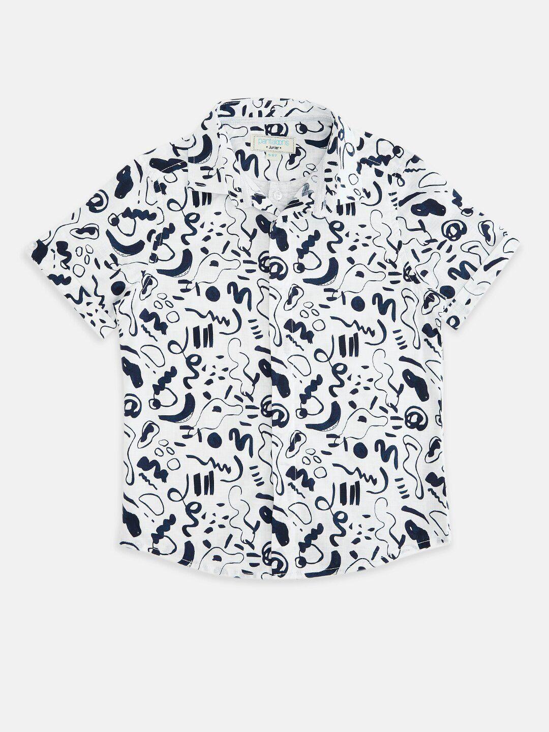 pantaloons junior boys white printed casual shirt