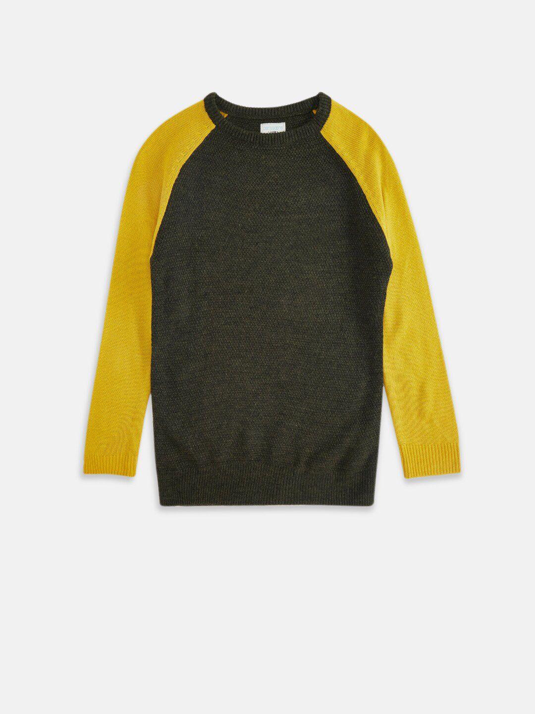 pantaloons junior boys yellow & black pullover