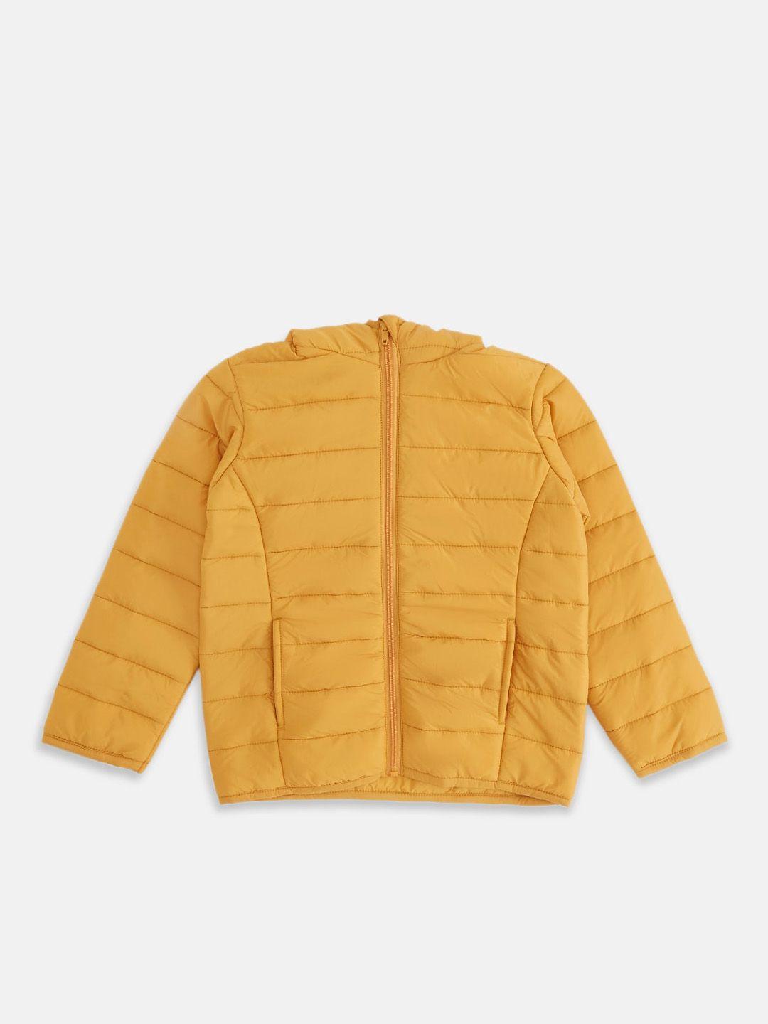 pantaloons junior boys yellow solid puffer jacket